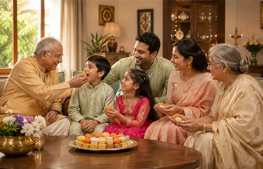 Family Members Eating Sweets